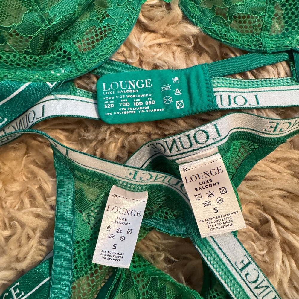 Lounge Underwear Luxe Balcony Bra and Thong SET Green - Picture 3 of 3
